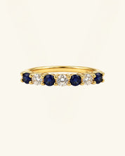 Moissanite & Lab-Grown Sapphire Half Eternity Ring