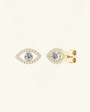 Pavé Moissanite Evil Eye Stud Earrings