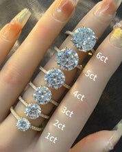 Round Cut Pavé Hidden Halo Moissanite Ring