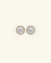 Round Cut Halo Moissanite Stud Earrings