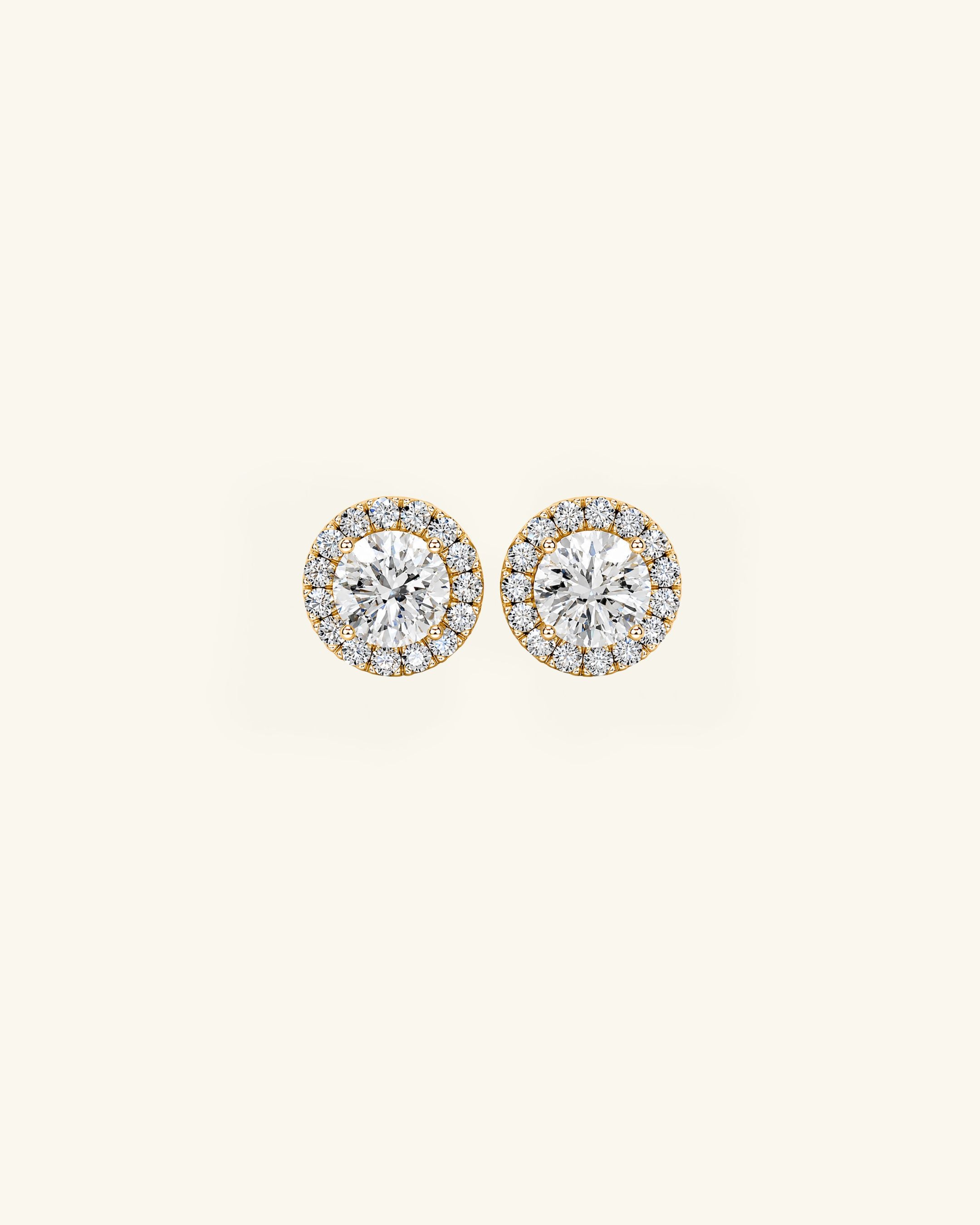 Round Cut Halo Moissanite Stud Earrings