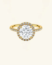 Round Cut Moissanite Halo Pavé Ring