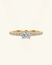 East West Oval Solitaire Pavé Moissanite Ring