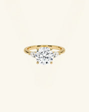 Three Stone Round Cut Moissanite Ring