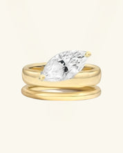 Marquise-Cut Moissanite Double-Band Solitaire Ring