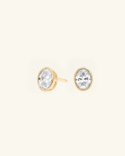Oval Cut Bezel Moissanite Stud Earrings