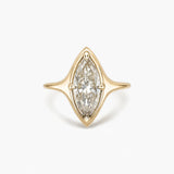 2 ct Marquise-Cut Moissanite Bezel-Prong Ring