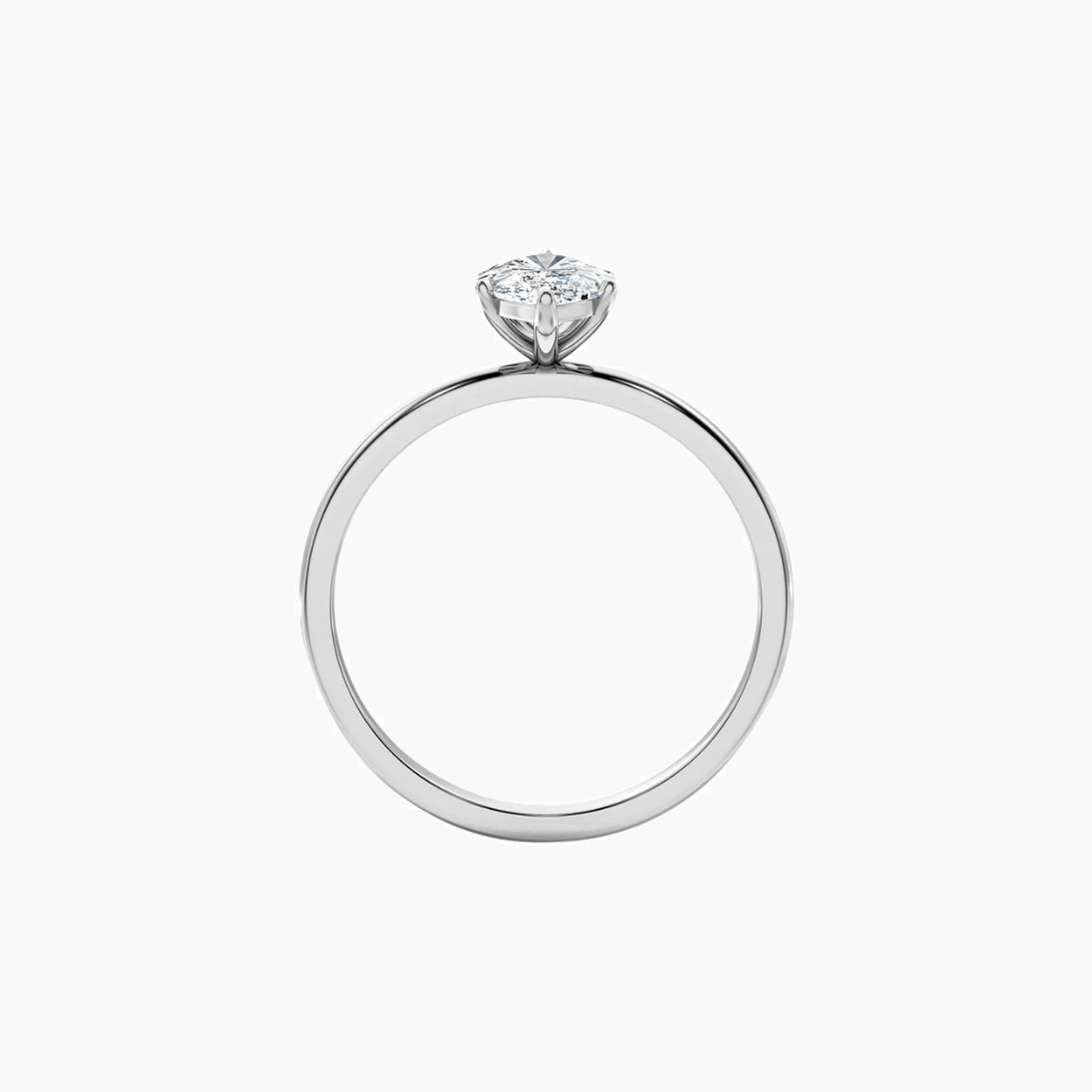 2 ct marquise-cut moissanite solitaire ring in white gold vermeil, side view.