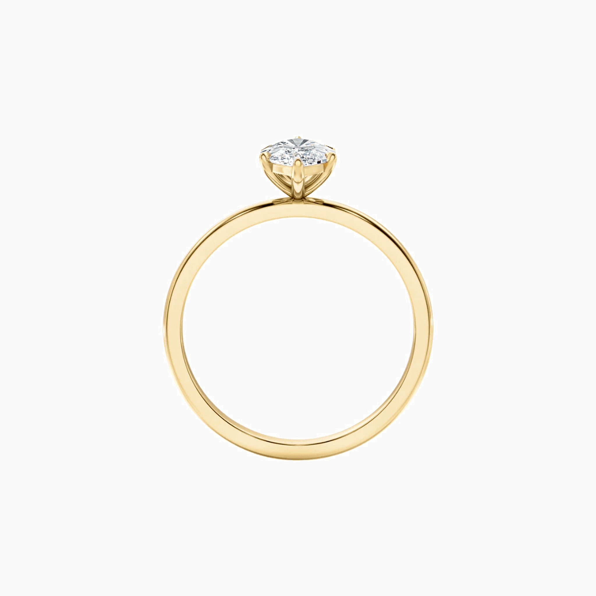 2 ct marquise-cut moissanite solitaire ring in yellow gold vermeil, side view.
