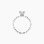 2 ct oval-cut moissanite solitaire ring in white gold vermeil, back view.
