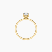 2 ct oval-cut moissanite solitaire ring in yellow gold vermeil, back view.