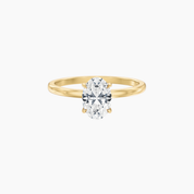 2 ct oval-cut moissanite solitaire ring in yellow gold vermeil, front view.