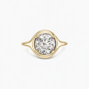 2 ct Round-Cut Moissanite Bezel-Prong Ring in yellow gold vermeil, front view.
