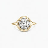 2 ct Round-Cut Moissanite Bezel-Prong Ring