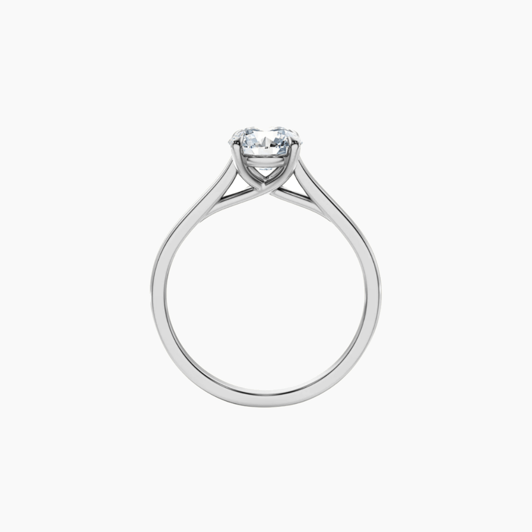 2 ct round-cut moissanite solitaire ring in white gold vermeil, back view.