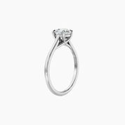 2 ct round-cut moissanite solitaire ring in white gold vermeil, side view.