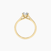 2 ct round-cut moissanite solitaire ring in yellow gold vermeil, back view.
