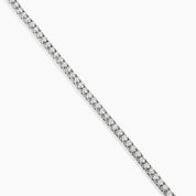 2 mm moissanite tennis necklace in white gold vermeil, close-up detail.