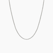2 mm moissanite tennis necklace in white gold vermeil, full product view.