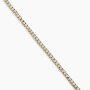 2 mm moissanite tennis necklace in yellow gold vermeil, close-up detail.