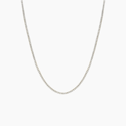 2 mm moissanite tennis necklace in yellow gold vermeil, full product view.