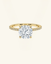 Cushion Cut Pavé Hidden Halo Moissanite Ring