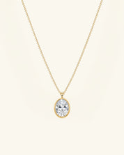 Oval Cut Bezel Moissanite Necklace