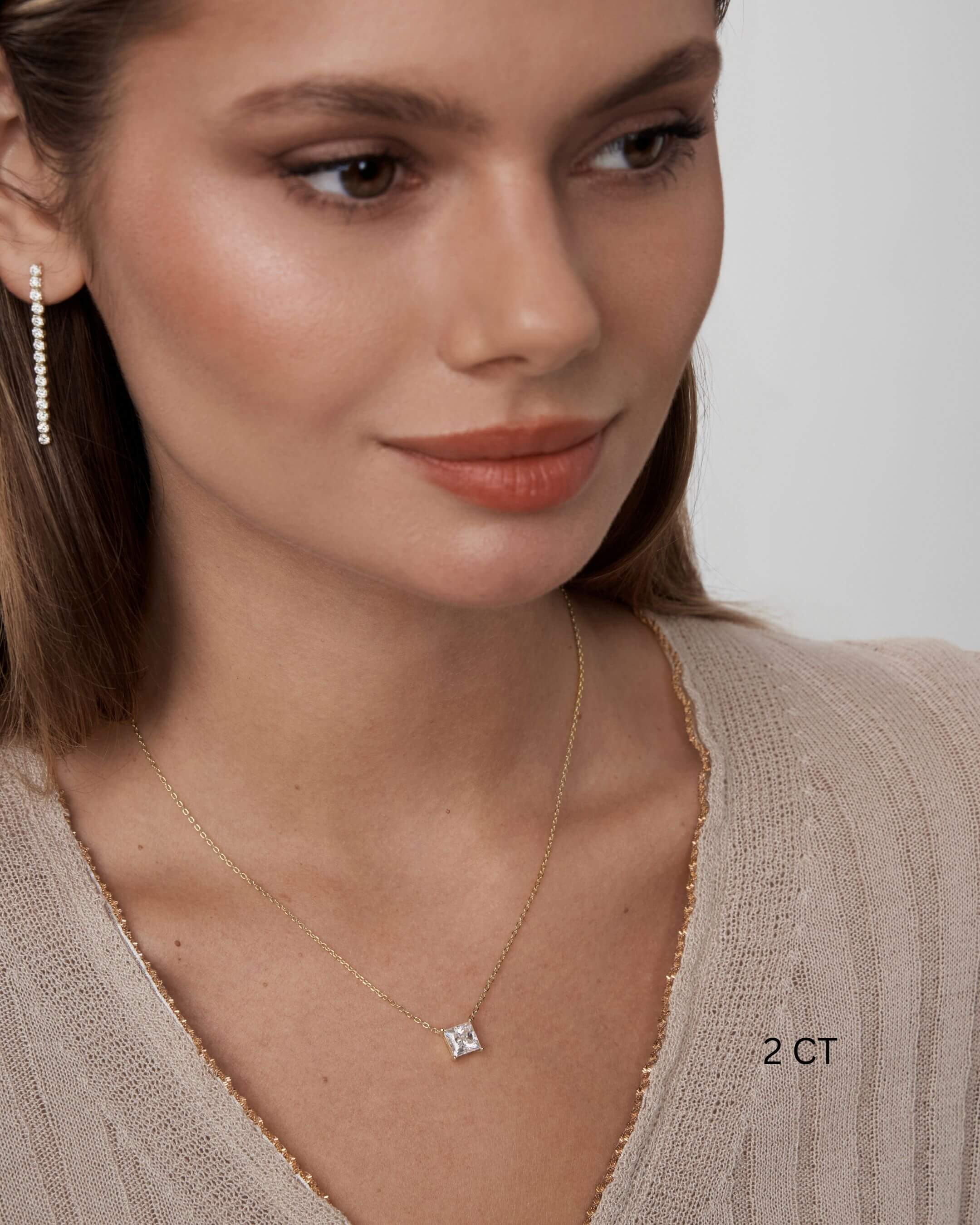 Princess Cut Moissanite Necklace
