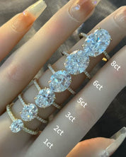 Oval Cut Pavé Hidden Halo Moissanite Ring