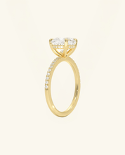 Cushion Cut Pavé Hidden Halo Moissanite Ring