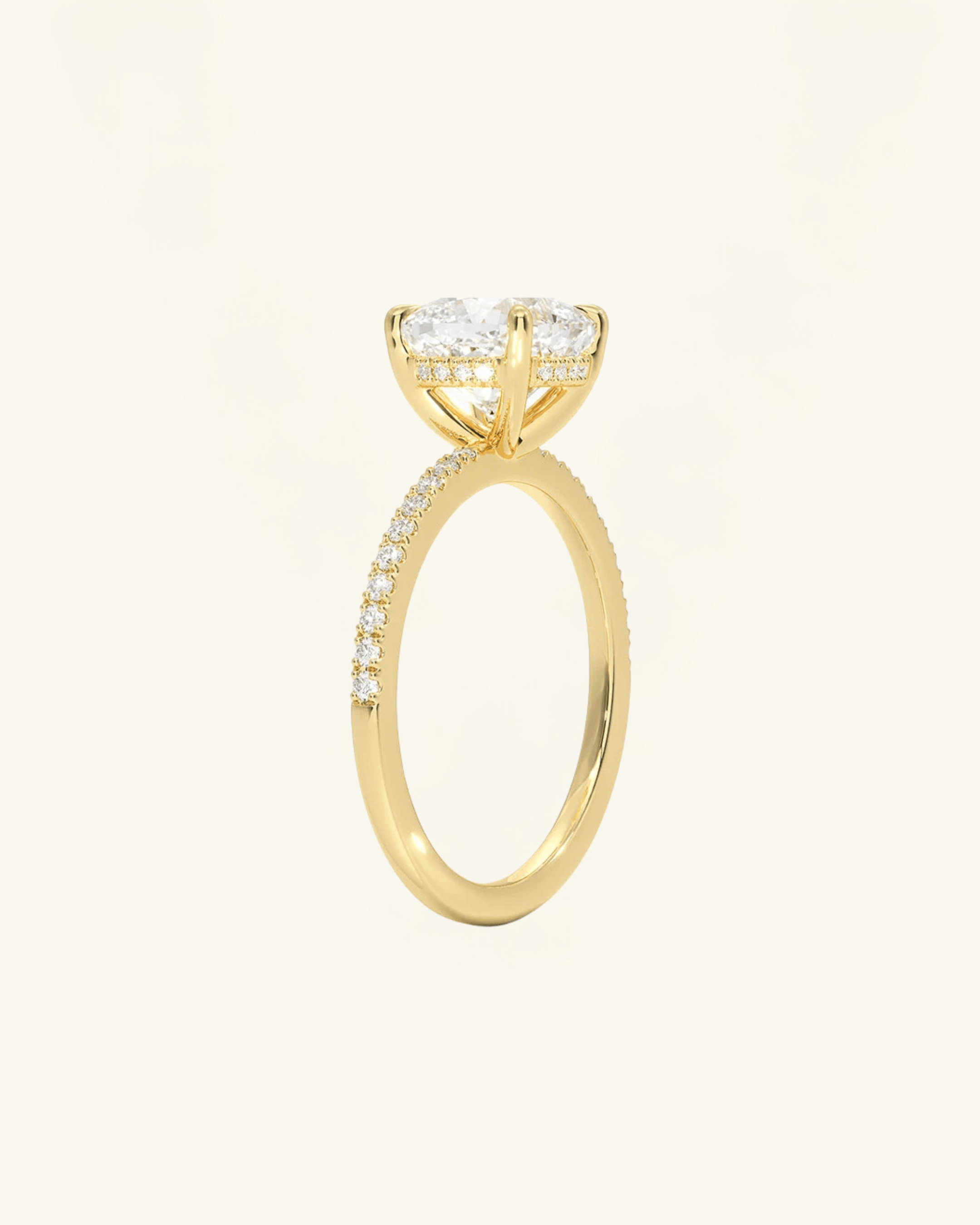 Cushion Cut Pavé Hidden Halo Moissanite Ring