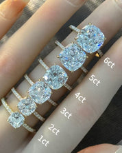 Cushion Cut Pavé Hidden Halo Moissanite Ring
