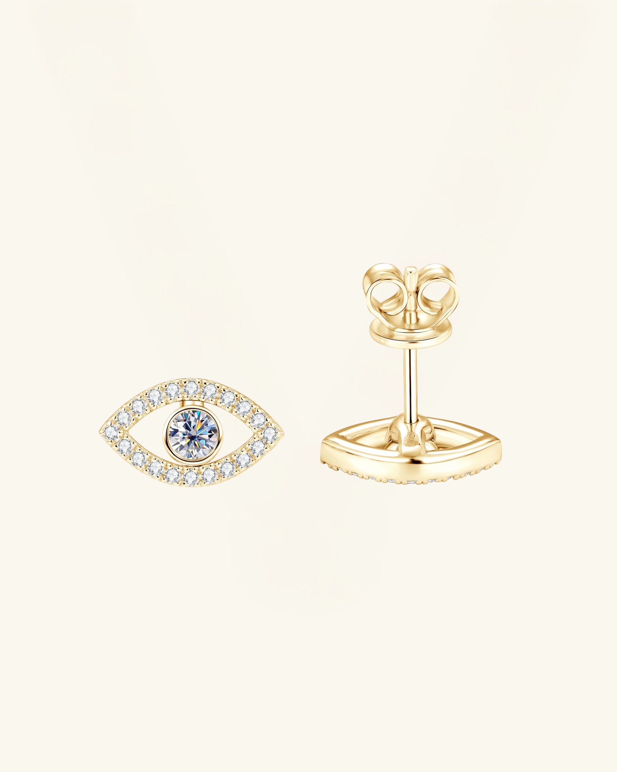 Pavé Moissanite Evil Eye Stud Earrings