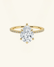 Pear Cut Pavé Hidden Halo Moissanite Ring