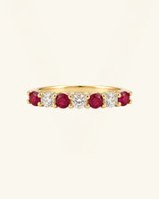 Moissanite & Lab-Grown Ruby Half Eternity Ring