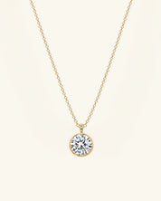 Round Cut Bezel Moissanite Necklace