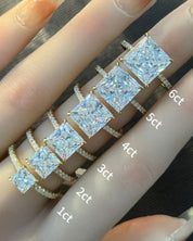 Princess Cut Pavé Hidden Halo Moissanite Ring