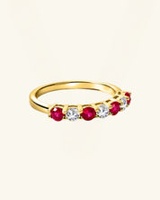 Moissanite & Lab-Grown Ruby Half Eternity Ring