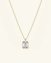 Emerald Cut Bezel Moissanite Necklace