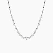 2–4 mm graduated moissanite tennis necklace in white gold vermeil, full product view.