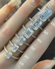 Emerald Cut Pavé Hidden Halo Moissanite Ring