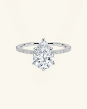 Pear Cut Pavé Hidden Halo Moissanite Ring