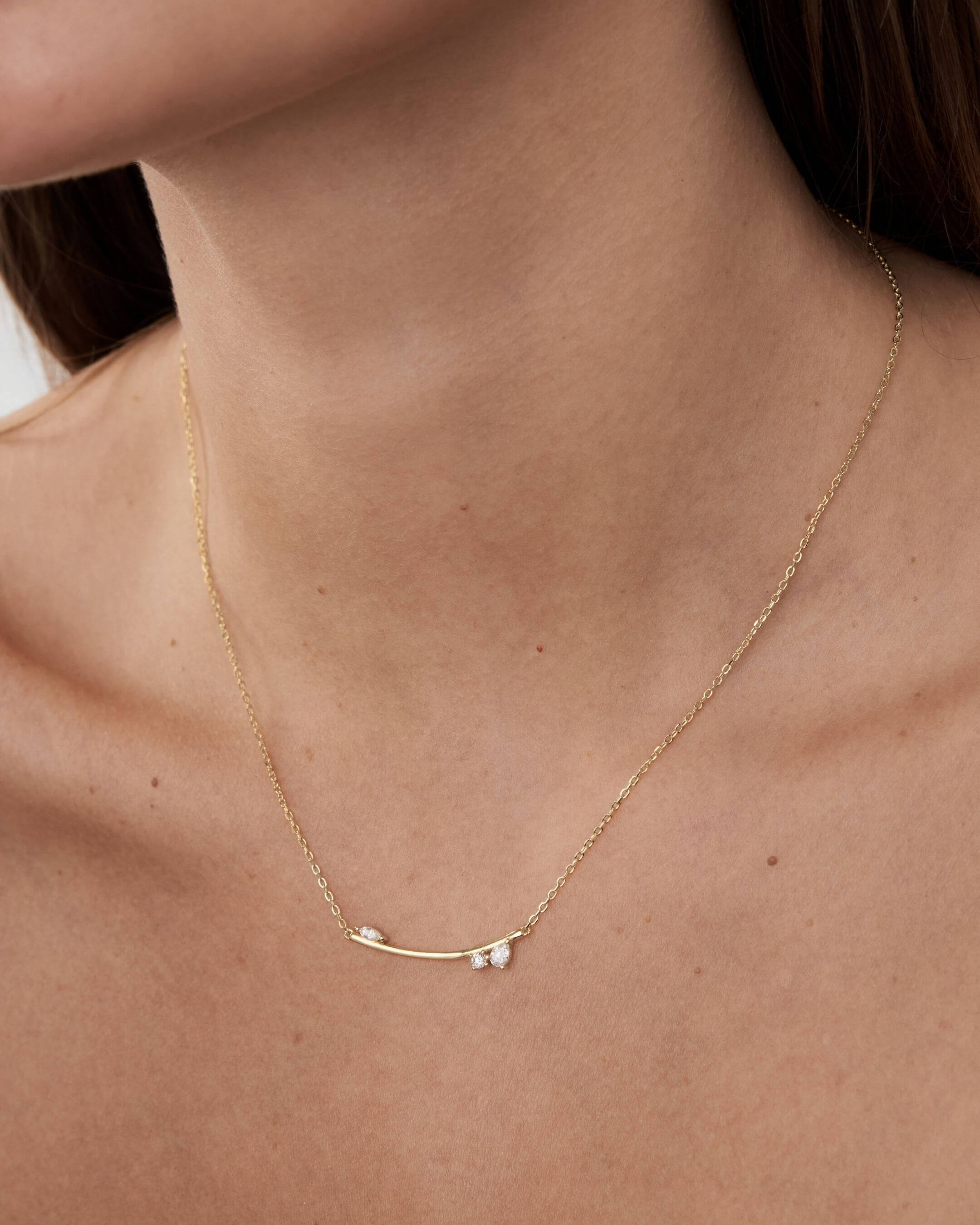 Moissanite Cluster Bar Necklace