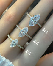 Marquise Cut Pavé Hidden Halo Moissanite Ring