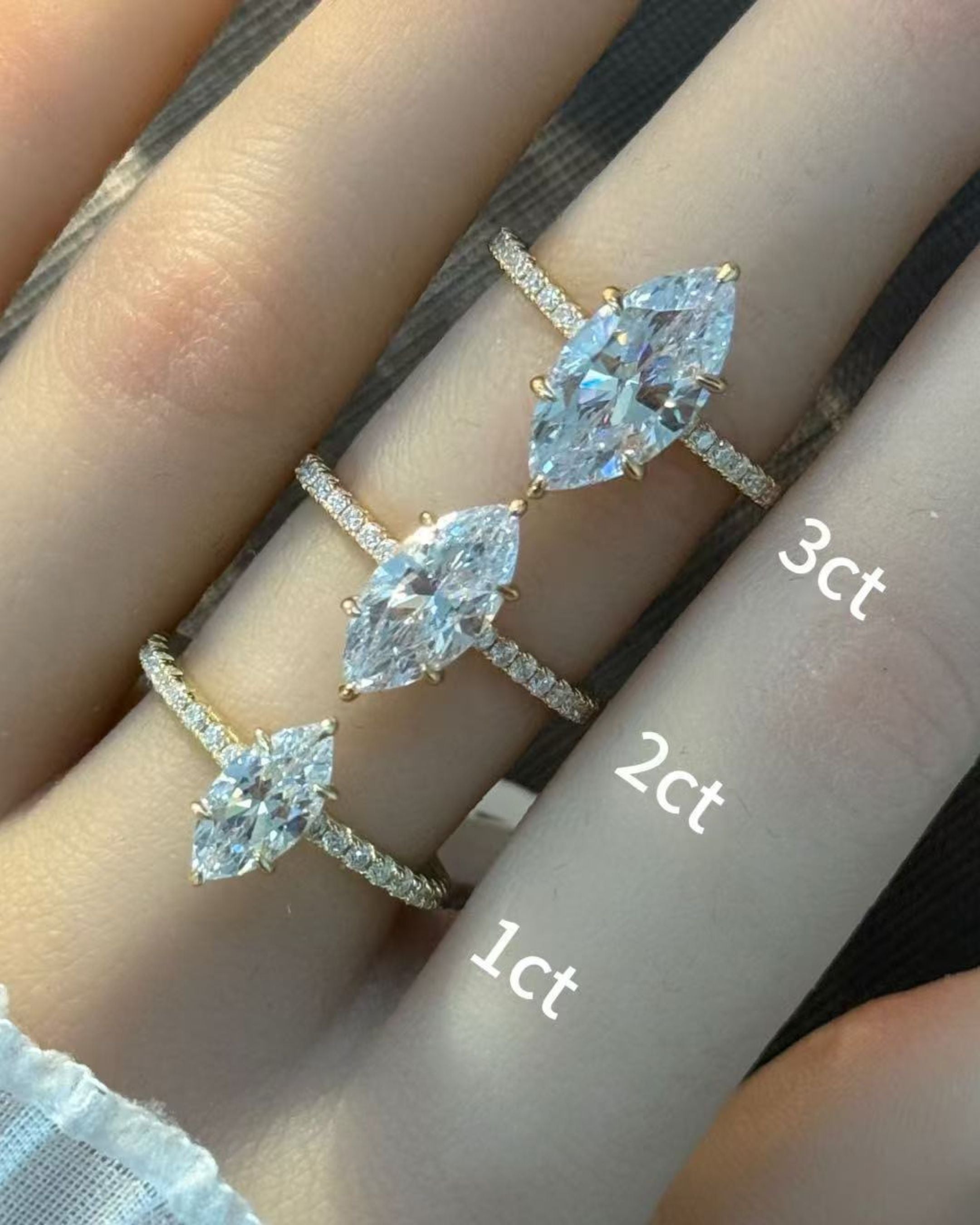 Marquise Cut Pavé Hidden Halo Moissanite Ring