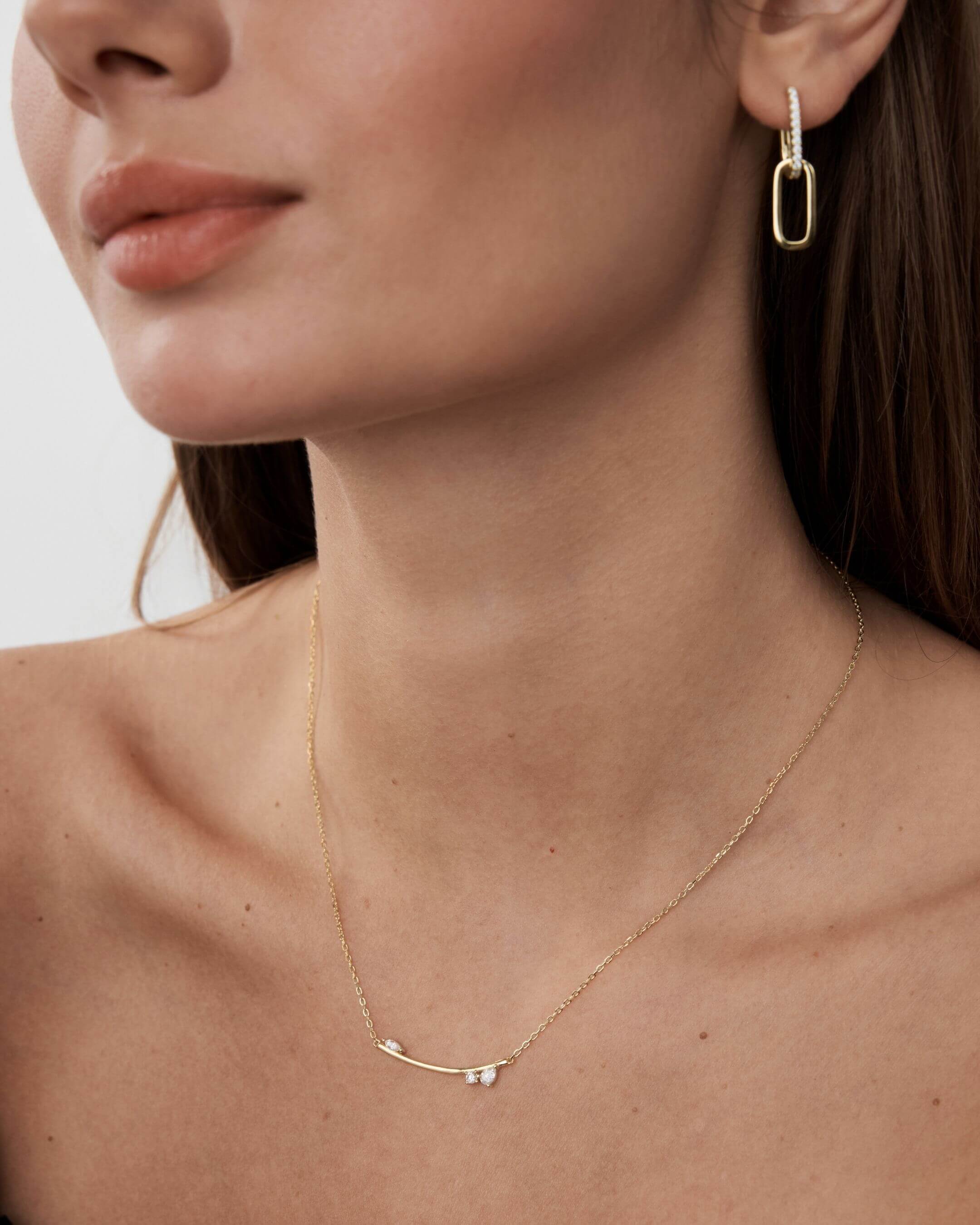 Moissanite Cluster Bar Necklace