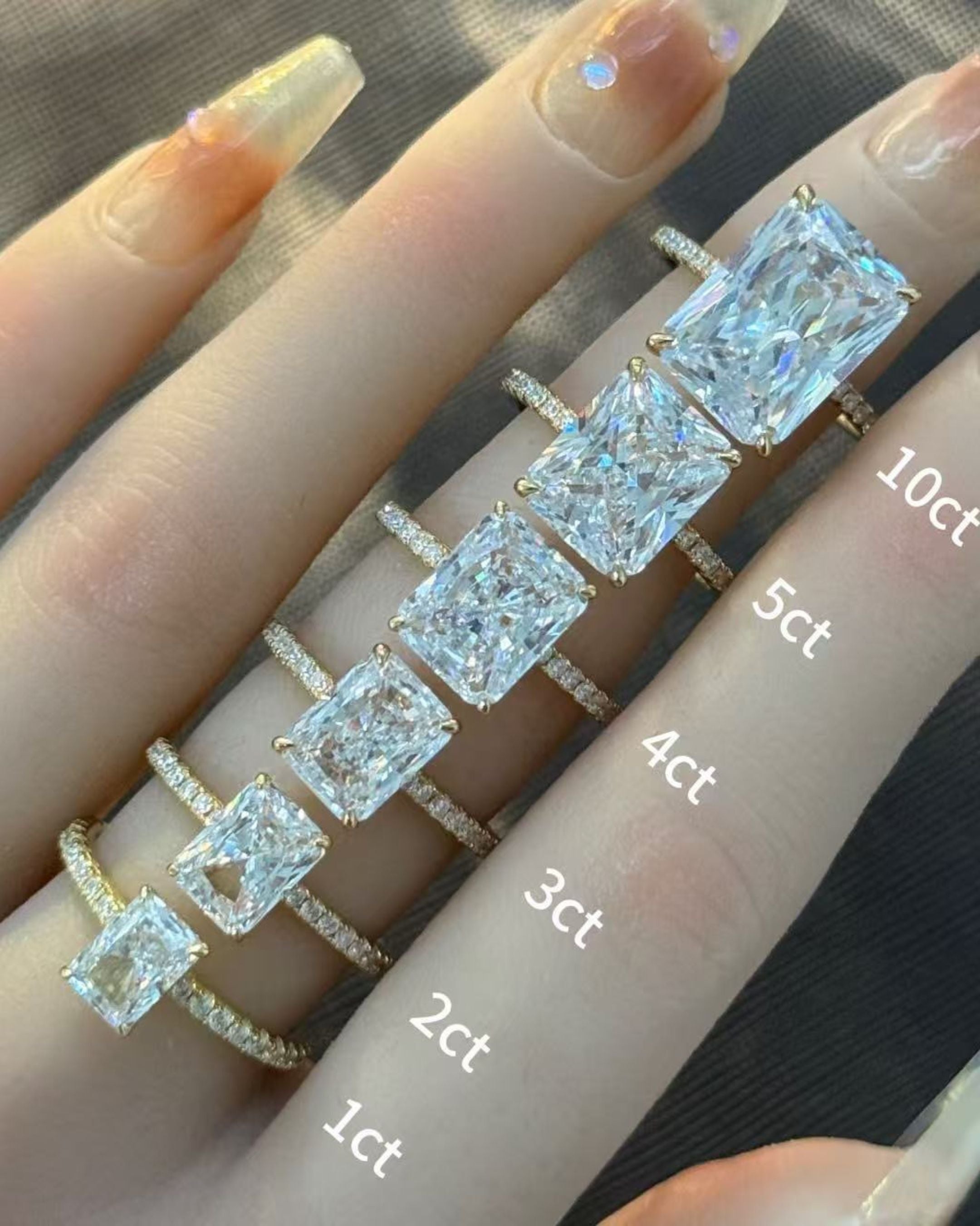 Radiant Cut Pavé Hidden Halo Moissanite Ring