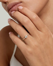 East West Pear Solitaire Pavé Moissanite Ring