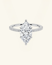 Marquise Cut Pavé Hidden Halo Moissanite Ring