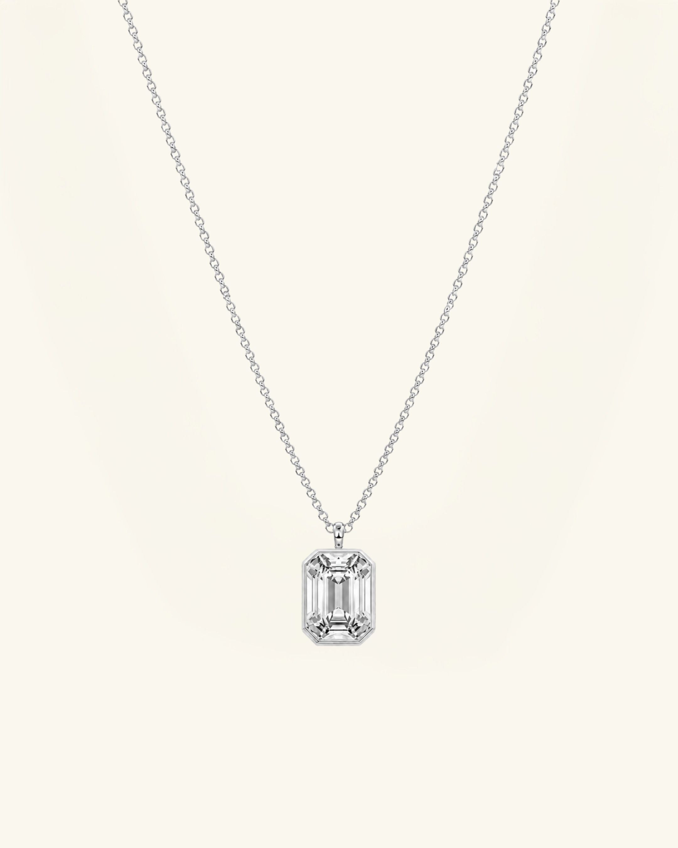 Emerald Cut Bezel Moissanite Necklace
